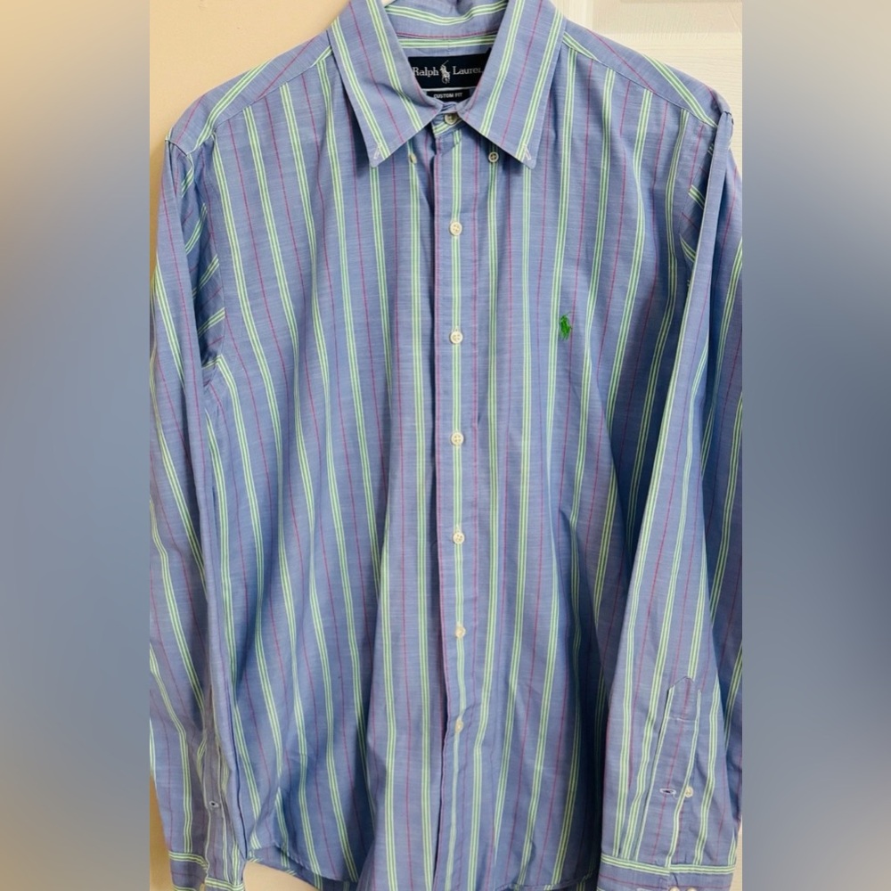 Ralph Lauren Custom Fit 100% Cotton Multicolored Men’s L Long Sleeve Button Down
